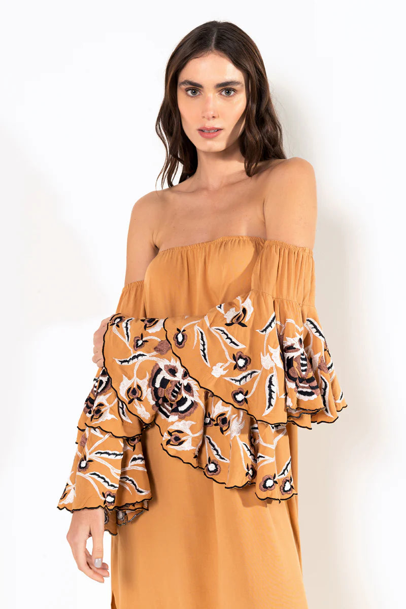 Vestido Longo Flora Gold