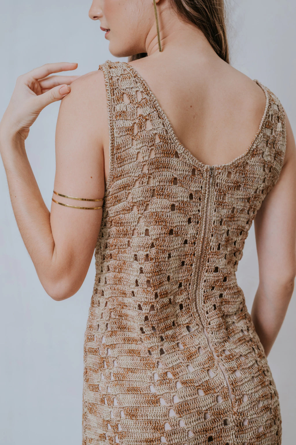 Vestido Clara em Crochê Mescla - Feito à Mão