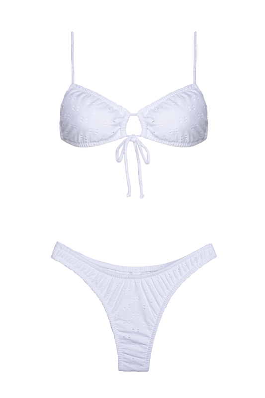 Biquíni Top + Bottom - Wild Flower White Lilies