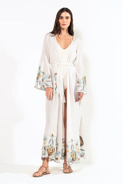 Long Kimono Flora Off White